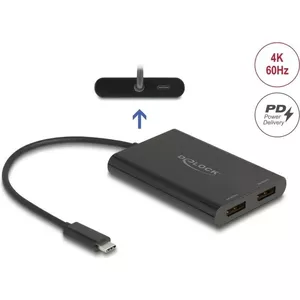 Переходник DELOCK USB Type-C на 2× DisplayPort 4K 60 Гц — модель 64308