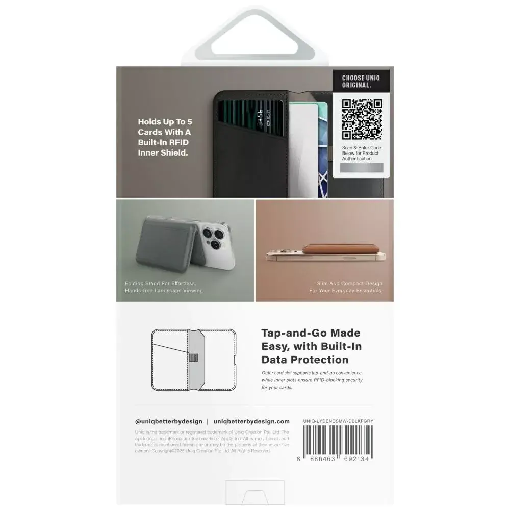 Магнитный RFID-кошелек Uniq Lyden DS — подставка, черный Photo 3