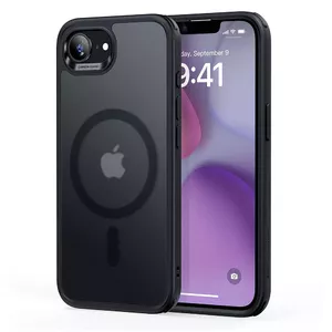 ESR Classic Hybrid HaloLock MagSafe case for iPhone 16e — Frosted Black, HaloLock magnetic ring, wireless charging compatible