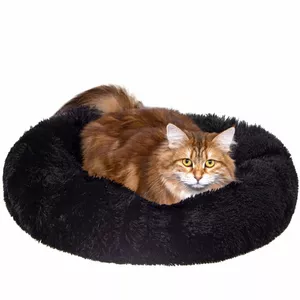 Dog bed Springos PA0161 plush black 40 cm - round pet cushion
