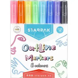 Марķeru komplekts STARPAK CONTOUR MARKER OUTLINE METALC 8 krāsas, uz ūdens bāzes