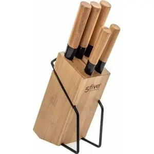 Knife set with wooden block 5_five S7909755 — 5-piece, dimensions 32.5 x 22.5 x 7.5 cm