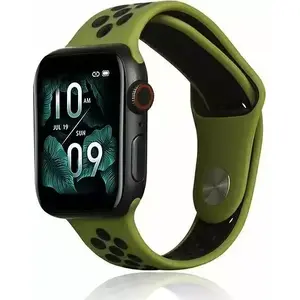 Silikona sporta siksniņa No name priekš Apple Watch 42/44/45/49 mm zaļi/melnā