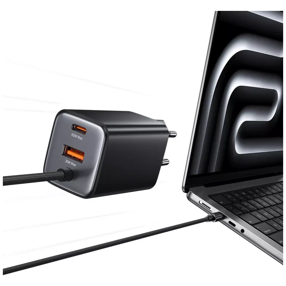 GaN lādētājs usams CC266 65W 2×USB‑C 1×USB‑A Photo 7