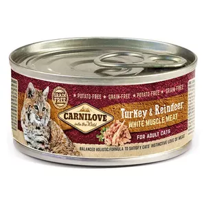 Wet cat food CARNILOVE Turkey 100 g can, grain-free, soy/gluten/sugar-free, 79% moisture