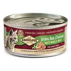 Wet cat food CARNILOVE Chicken Duck Pheasant 100 g — grain‑free, gluten‑free, adult, for food allergy