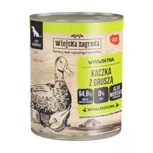 Влажный корм для собак wiejskazagroda Утка с грушей, полноценный консервированный рацион для взрослых собак, 800 г, без ячменя и сои