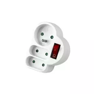 Power strip Konnoc DX-FZBK-01/01-2 – 1 round + 2 flat sockets with switch