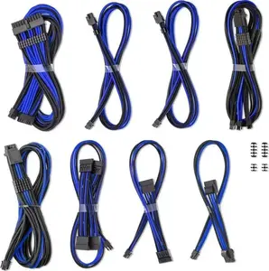 CableMod Dual Set 12V 2x6-pin for Corsair RMi/RMx – custom sleeved power cable kit, blue
