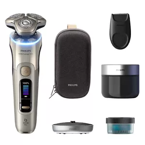 Электробритва Philips i9000 Prestige Ultra XP9403 — роторная 3-головочная, SkinIQ Pro, для влажного и сухого, аккумулятор, станция очистки, золотая