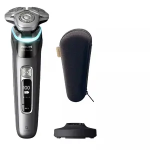 Philips i9000 Prestige XP9202/10 Elektriskais skuveklis mitrai un sausai skūšanai ar SkinIQ, rotējošs, Dual SteelPrecision asmeņi, akumulators, pelēks