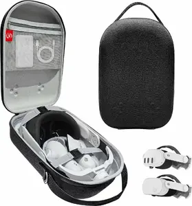 Protective Carrying Case (Hard Shell) for VR Headset and Accessories by JYS — for Oculus / Meta Quest 3 and 3S, includes Strap and Elite Controller storage