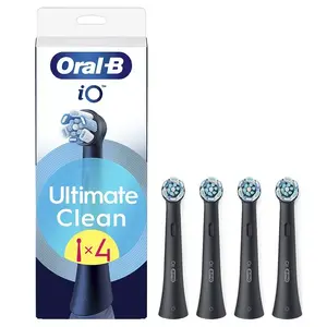 Replacement toothbrush heads BRAUN Oral-B iO UltimateClean — 4-pack, for adults, black, compatible with Oral‑B iO series