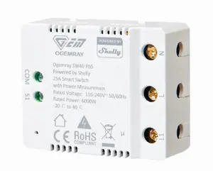 Смарт-реле Shelly SHELLY_PBS_SW40 — 25 А, 110–240 В, 6000 Вт, белое