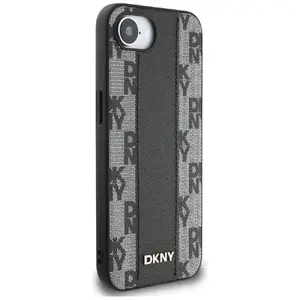 Phone case DKNY Leather Checkered Mono Pattern MagSafe for iPhone 16e Black