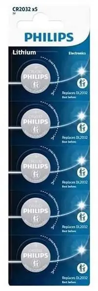 Pogas šūnu akumulators Philips CR2032 3V