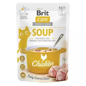 Mitrs kaķu barības maisījums Brit BRIT Care Soup Chicken 75 g maisiņā, pieaugušajiem, bez graudiem, mitrums 95%