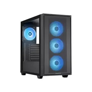 PC case CHIEFTEC GS-03B-OP Midi Tower, black — supports Mini-ITX/Micro-ATX/ATX/EATX, 3×140mm front fans + 1 rear fan, 2×3.5" bays, side window