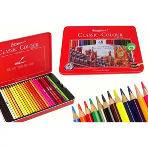 Artistic Colored Pencil Set LEANToys 48 pcs in Metal Tin (model 16114)