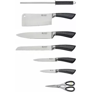 Kitchen knife set Elitehoff E 6262 with steel blades and gray block stand