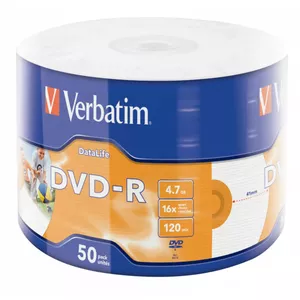 VERBATIM DVD-R 4.7 GB 16x 50-pack spindle — model 43793