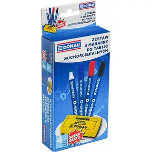 Donau set of 4 dry-erase whiteboard markers with eraser, model 7372904-99PL
