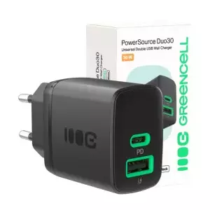 Charger Green Cell PowerSource Duo30 – 1× USB-A, 1× USB-C, 3A