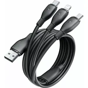 Charging cable Baseus One-for-Three USB-A to Micro USB, Lightning, USB-C 3.5A 0.8m Black