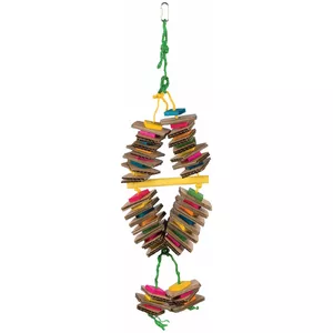 Bird toy Trixie wooden toy with sisal rope, colorful, 18 x 35 cm