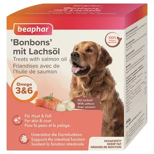 Ar vitamīniem papildināta barība - Beaphar Mutton Fat Treats Salmon 245 gr