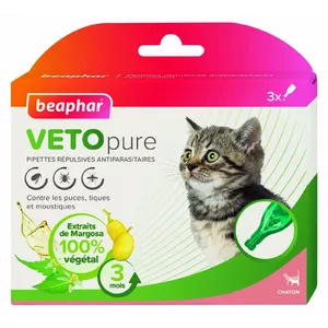 Blusu un ērču pilieni kaķēniem - Beaphar Spot on Veto pure, 3 gab.