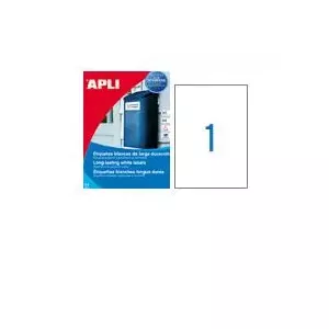 Printer label APLI 01228 White Polyester A4 210x297mm 20 sheets