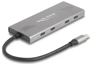 DELOCK USB 3.2 Gen 2 Type‑C хаб 7 портов (4×Type‑C, 3×Type‑A) 10 Гбит/с Серый