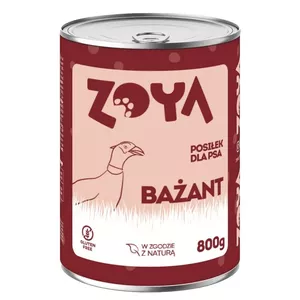Влажный корм для собак ZOYA Фазан 800 г — полнорационный консервированный корм для взрослых собак, влажность 76%, белок 9.5%