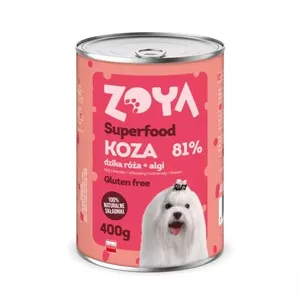 Влажный корм для собак ZOYA Superfood Goat 400 г — полноценный влажный корм для взрослых с мясом козы, банка 400 г