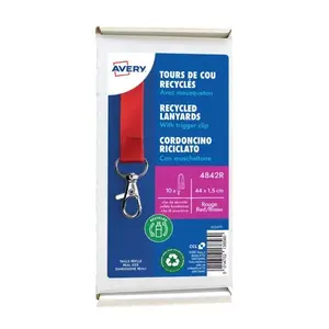 Badge holder Avery 4842R Metal PET Red 10 pcs