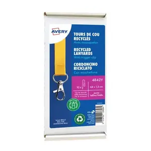 Badge lanyard Avery 4842Y Yellow 10 pcs Strap length 44 cm Width 15 mm