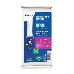 Badge holder Avery 4842W Metal PET 10 pcs White