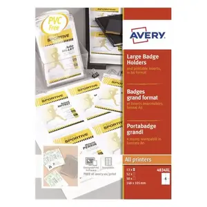 Badge holder Avery 4834XL Polyester Transparent 50 pcs
