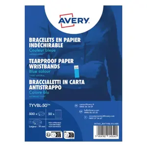 Браслет для мероприятий Avery TYVBL-50 Синий Бумага 1.9 см
