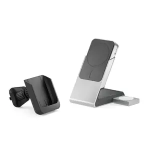 ALOGIC Matrix+ Flow 3-in-1 Charging Dock with Car Charger Cradle and Wireless Powerbank 5000 mAh Black Silver