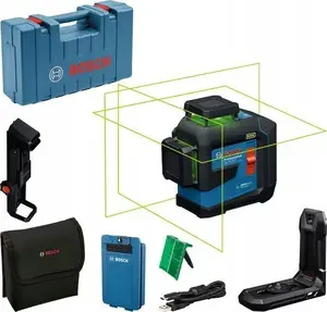 Laser level Bosch GLL 80-33 G with LB10 bracket, green beam, multi-line leveling