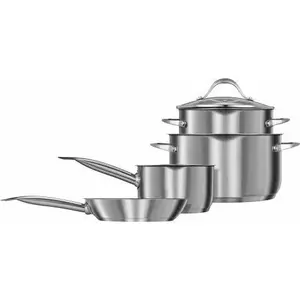 Cookware set MPM 7-piece with lids and draining function plus frying pan MGK 20