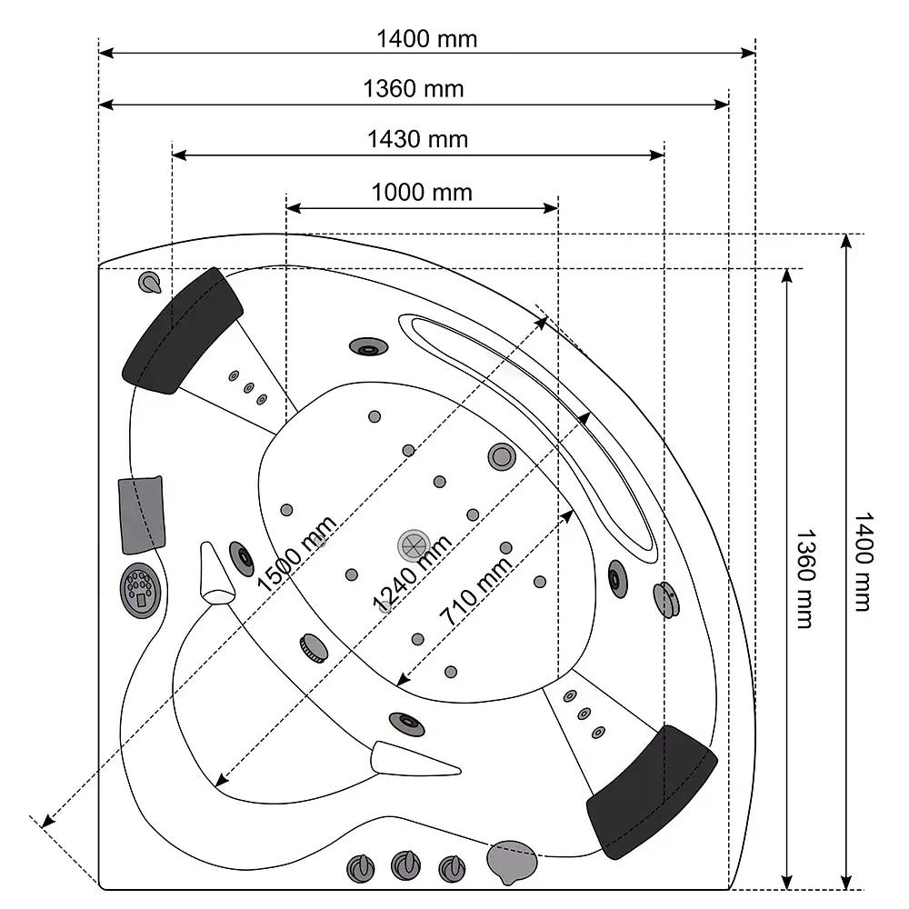 AMUE AMO-1001 Double Massage Bathtub Photo 8