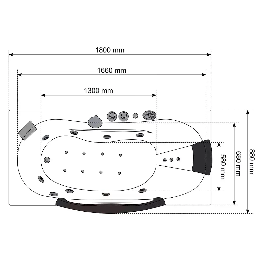 AMUE AMO-1002 massage bathtub 180×88×65 cm Photo 7