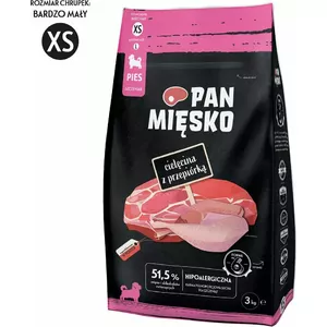 Сухой корм для щенков pan miĘsko Телятина с Перепелкой XS Puppy — 3 кг, Полнорационный, Белок 30% Жир 20%