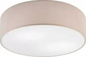 Ceiling lamp LAMKUR Chester 48130, round flush mount, 4×60W E27, beige/white