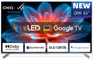 CHiQ M65QN9V 65 Inch 4K Ultra HD QLED Mini LED Smart TV Google TV Wi-Fi Grey