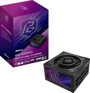 Блок питания ASRock Phantom Gaming PG-1000G 750 Вт, ATX 20+4 pin, 80 PLUS Gold, вентилятор 135 мм, полностью модульный, чёрный