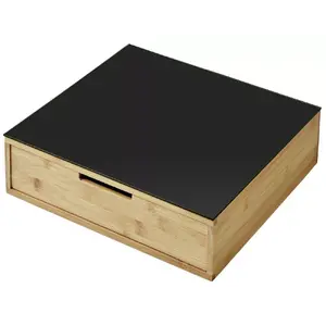Storage box KESPER DE7658953 for tea bags and coffee capsules, glass top, bamboo, 30×31×10 cm